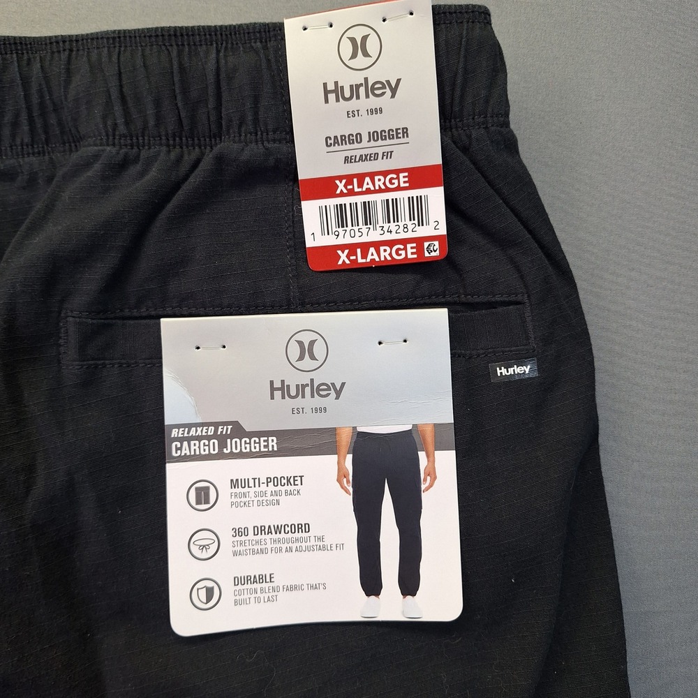 Hurley Mens Relaxed Fit Cargo Jogger Pants Black XL Stretch Ripstop 0980 - Picture 7 of 9